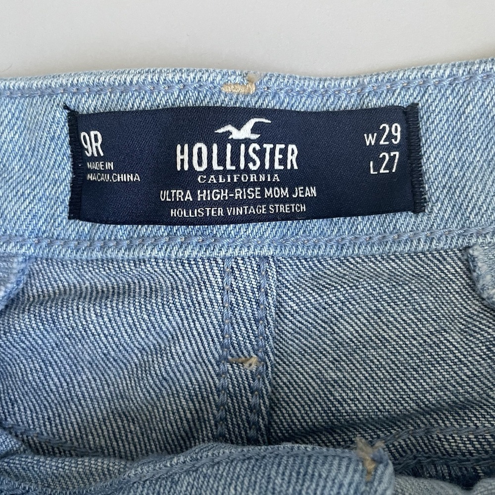 Hollister High Rise Jeans Patchwork Light Blue Women's Sz 9R W29 L27 Frayed Hem - Picture 3 of 15
